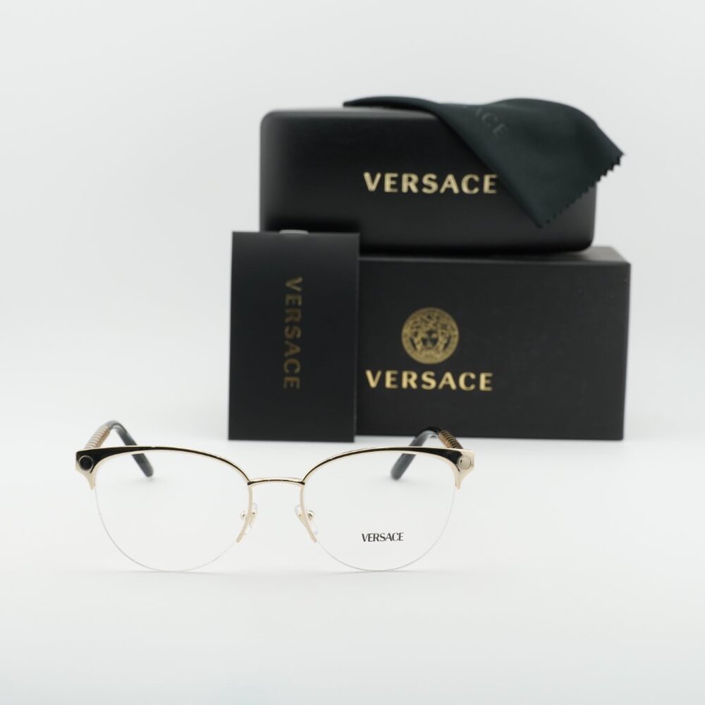 Versace VE1297 1002 Eyeglasses Gold 53mm Cat Eye Frame - Picture 11 of 11